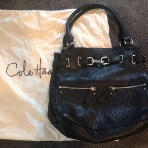 Black leather bag